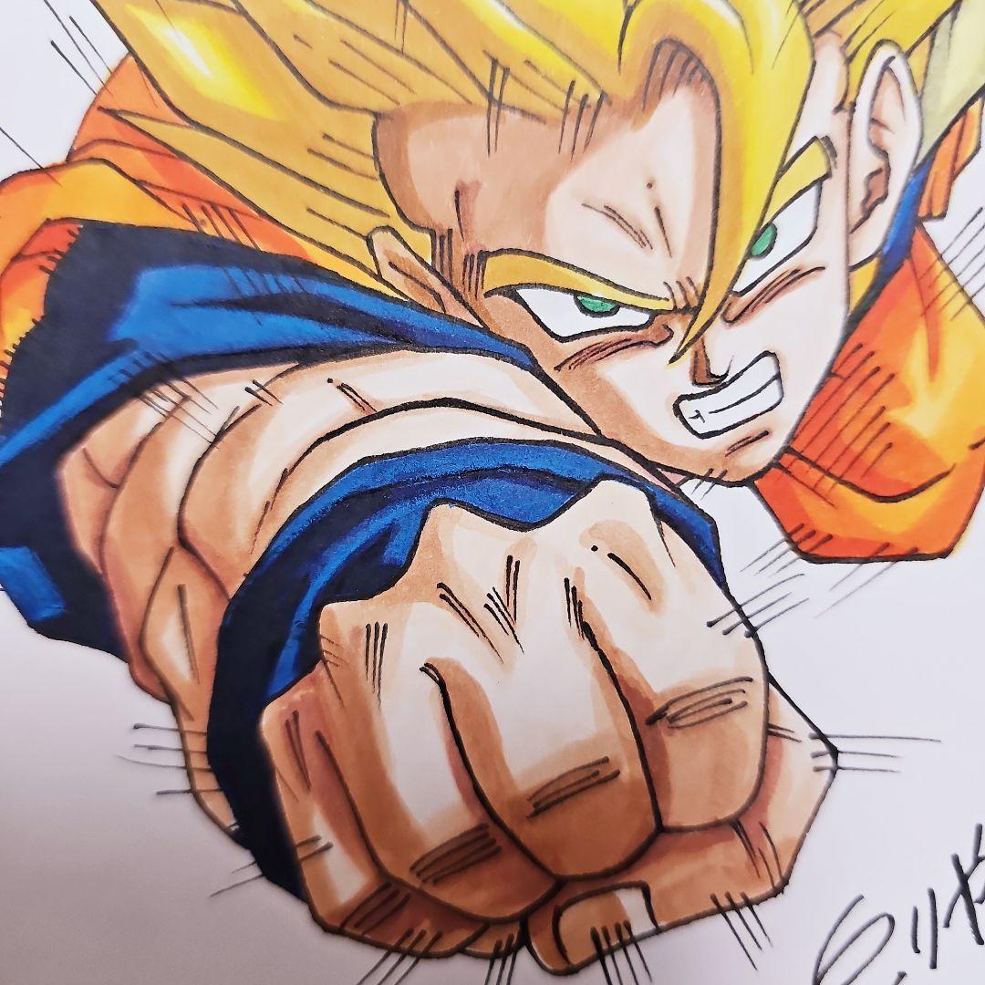 ドラゴンボール スーパーサイヤ人 孫悟空 カラーイラストサイン色紙