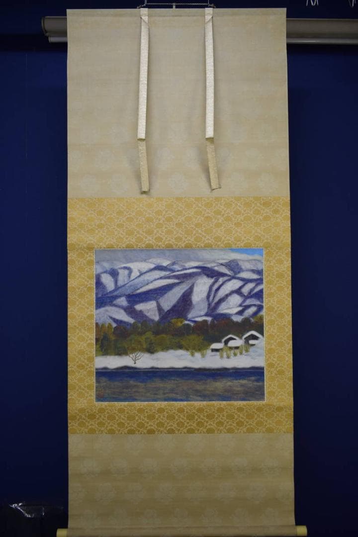 真作/栄/雪景山村図/布袋屋掛軸HF-708