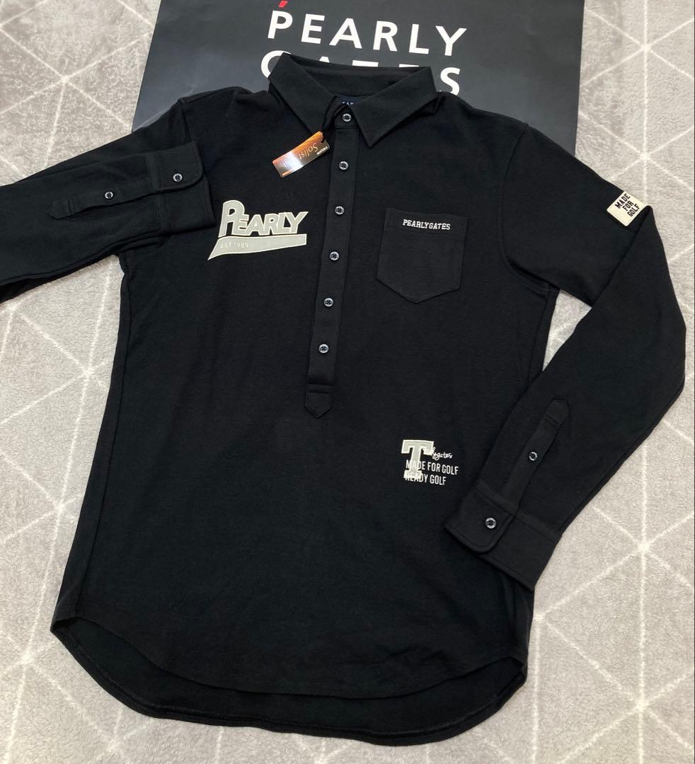 新品 パーリーゲイツ ストレッチカノコスムースピーチ 長袖ポロシャツ(5)L/紺