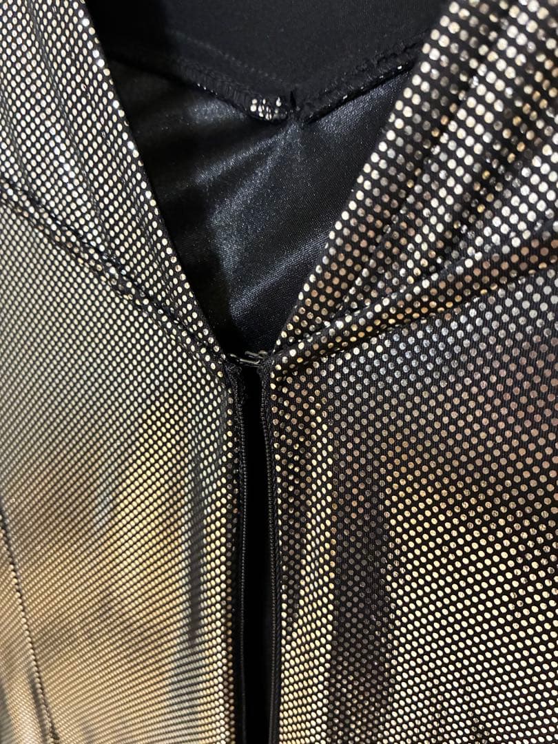 Create-sun 社交ダンス ドレス 黒×シルバー メタリックデザイン