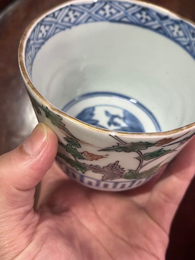 蕎麦猪口　そばちょこ　色絵　大振り　そば猪口　古伊万里　民芸　民藝　くらわんか