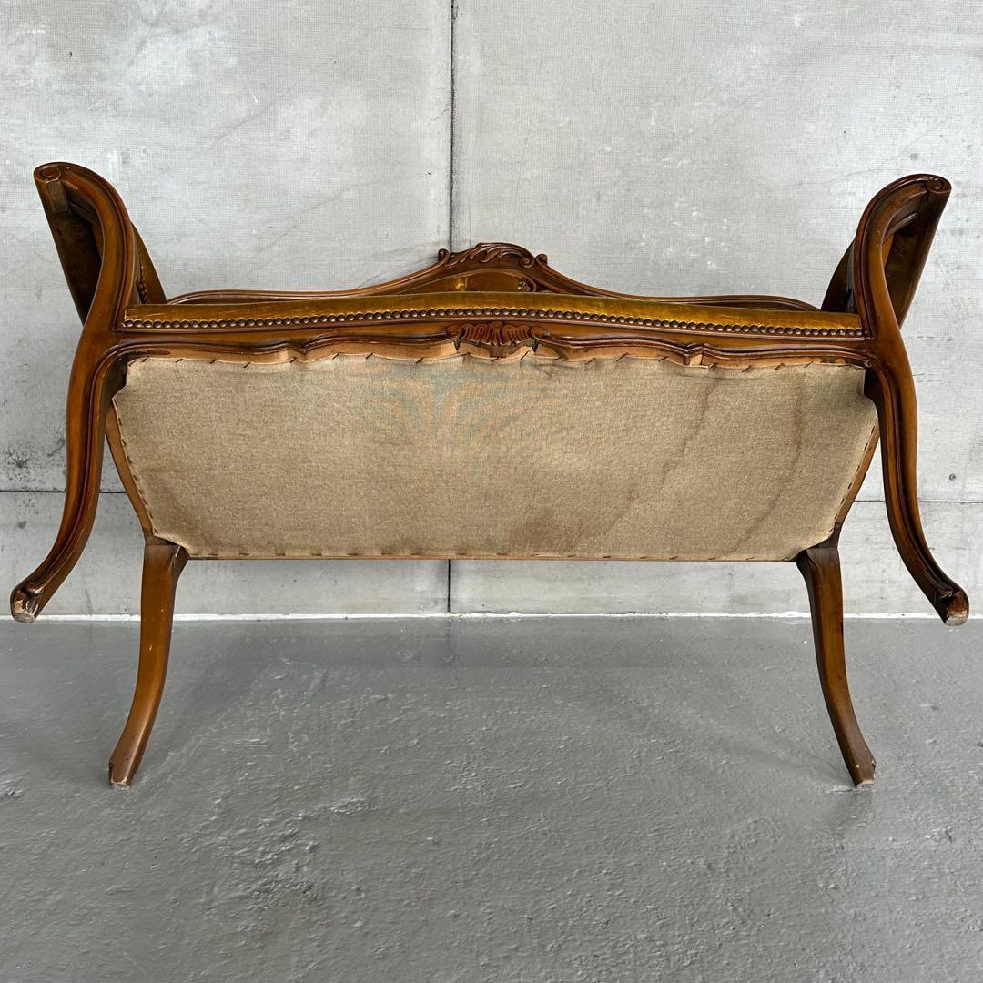 ✦80s✦ アンティークソファ カウチ ベルベット ゴールド 彫刻 ヴィンテージ