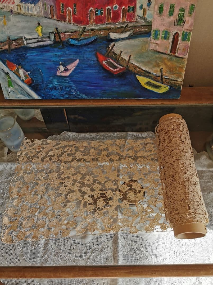 16〜17世紀アンティーク フレミッシュレース 考古学的ボビンレース 45㎝単位