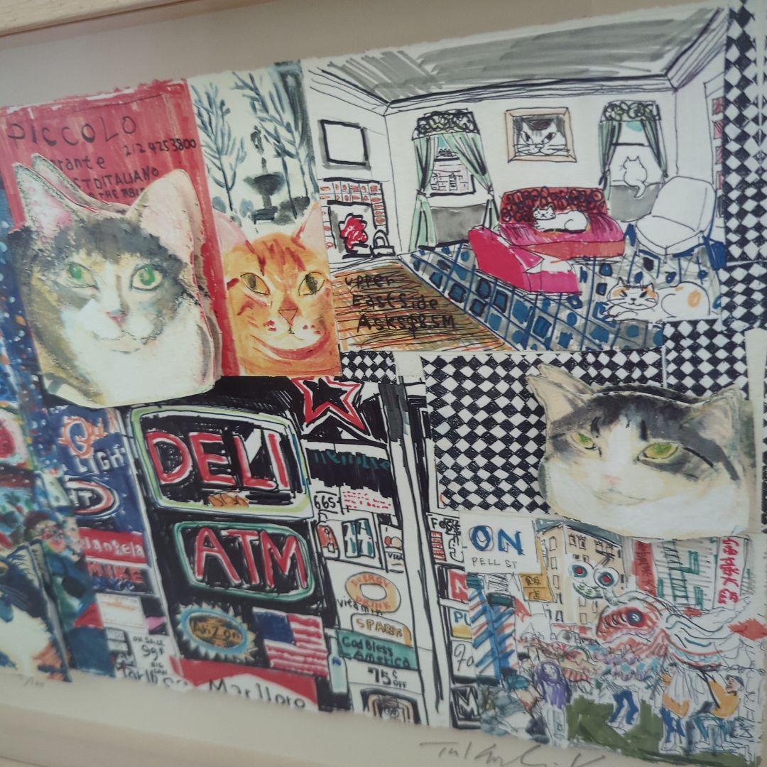 マンハッタナーズ久下貴史「NY猫絵暦１月」ジクレー作品 フレーム付き