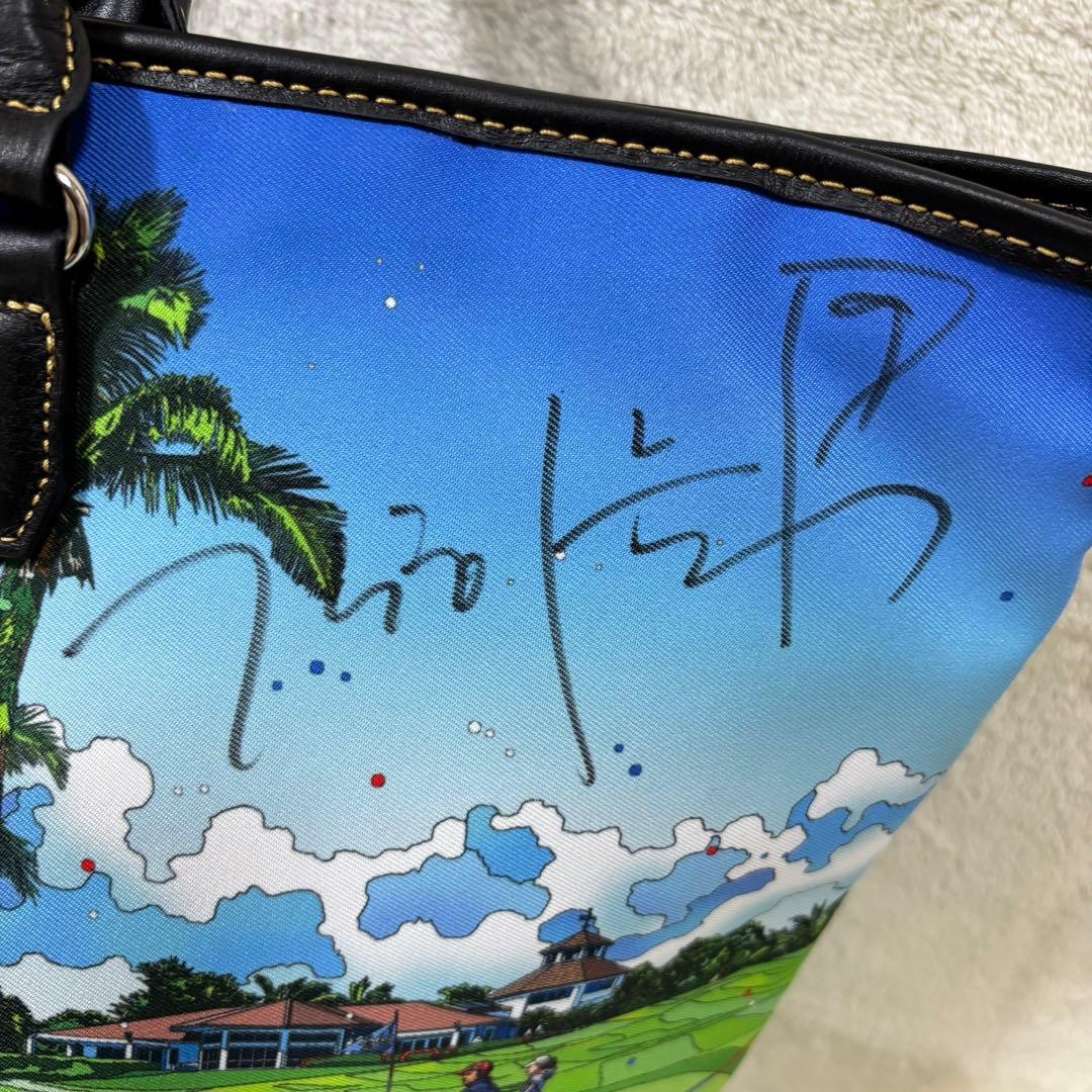 【美品】マンシングウェア 60周年 鈴木英人 トートバッグ キムハヌル サイン有