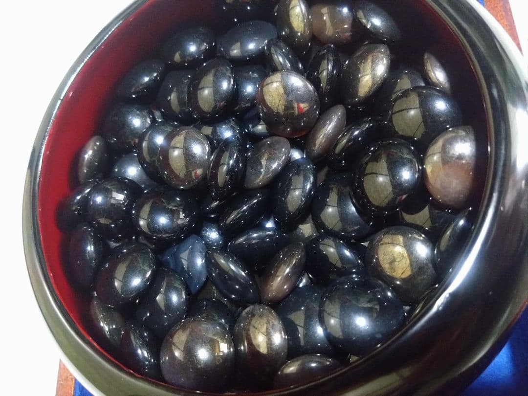 【希少極上】高級瑪瑙　碁石　未使用品/特注漆塗り碁笥/欅碁笥ケース付