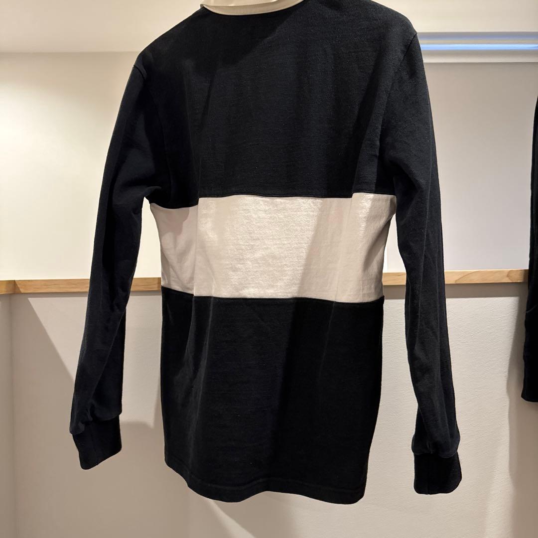 美品　Supreme ラガーシャツ M 黒/白　15aw