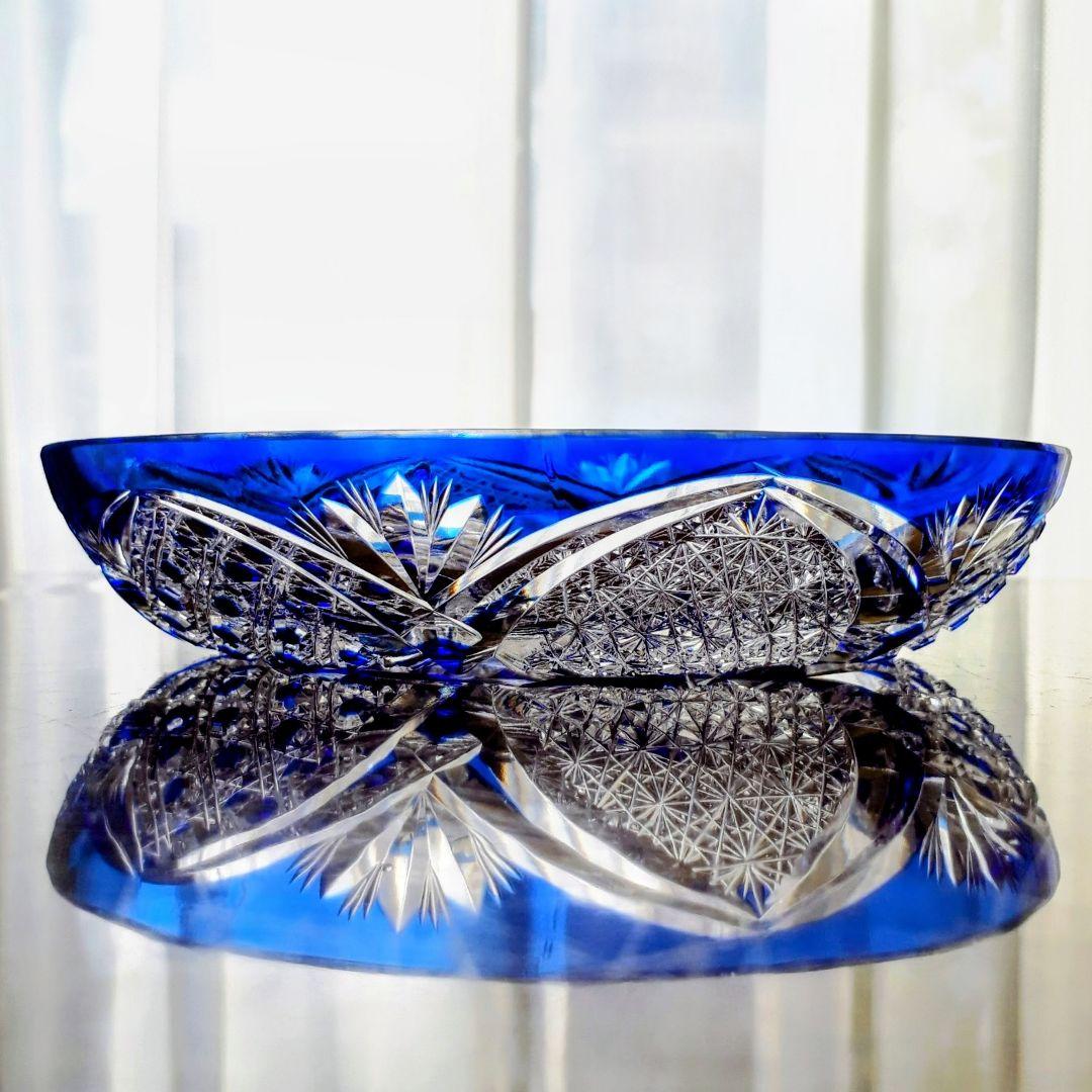 綾切子　黒木国昭 作　飾り中皿【 未使用・美品 】現代ガラス芸術の巨匠 作品