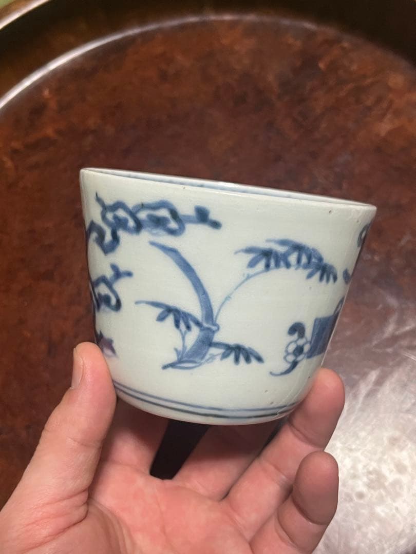 モダンデザイン　古伊万里　蕎麦猪口　散らし　無傷完品　大振り　松竹梅　柿右衛門