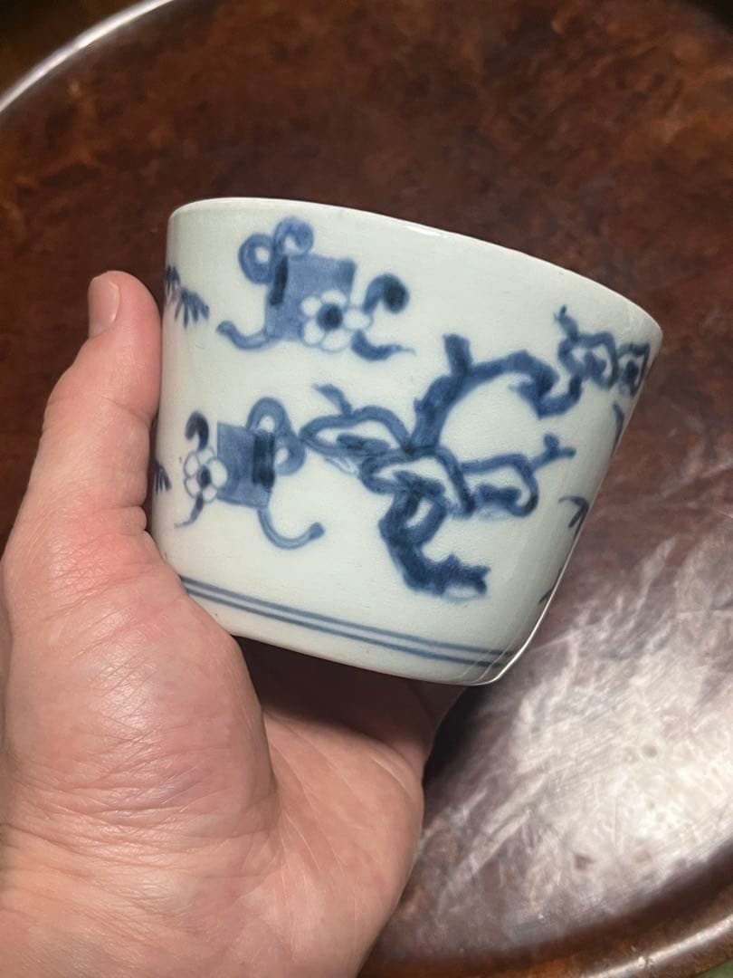 モダンデザイン　古伊万里　蕎麦猪口　散らし　無傷完品　大振り　松竹梅　柿右衛門
