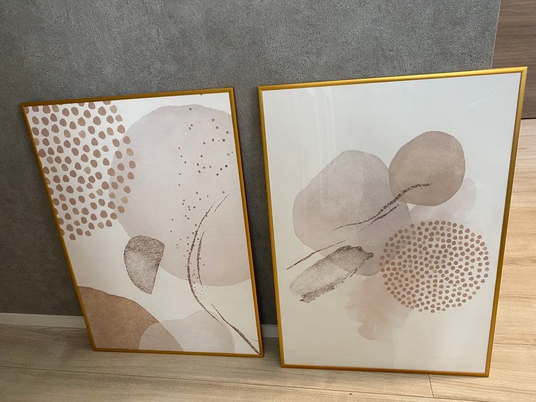 抽象アート ポスターフレームセット ゴールド