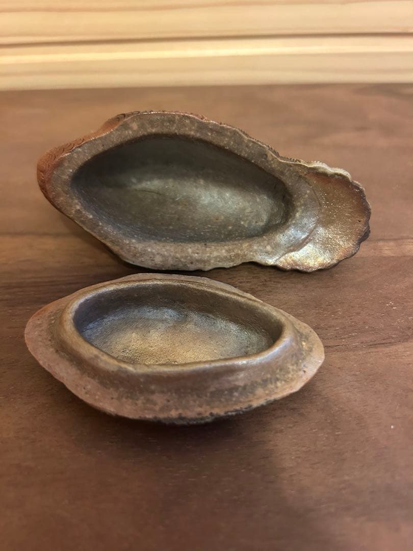 出来栄え良！平川正二 鶴の香合 備前焼