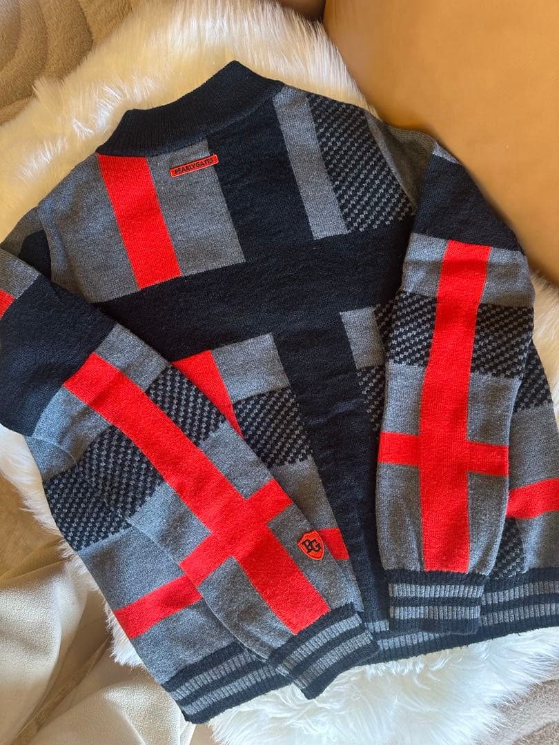 PEARLY GATES チェック柄ハイネックセーター