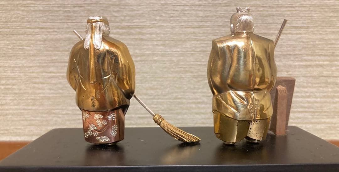 純銀製 高砂人形 武比古作 翁 嫗 工芸品