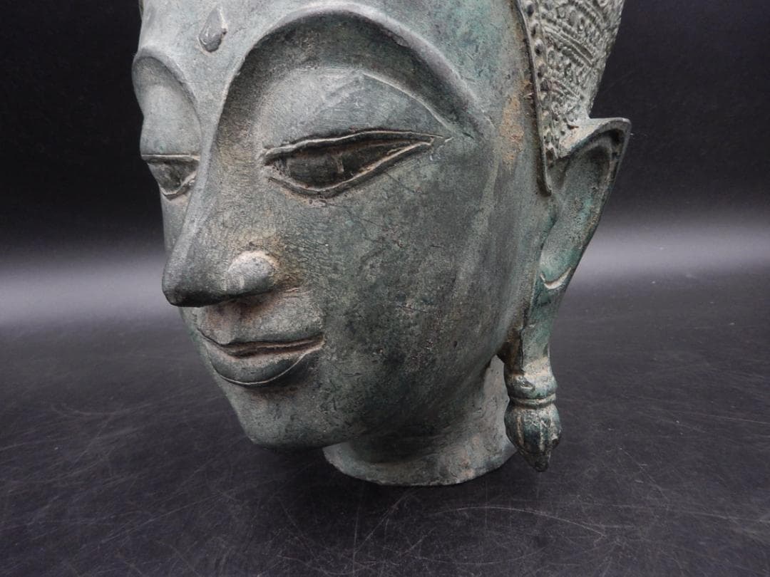 タイ仏教美術 青銅製 仏頭 スコータイ アユタヤ ガンダーラ ビルマ ブロンズ
