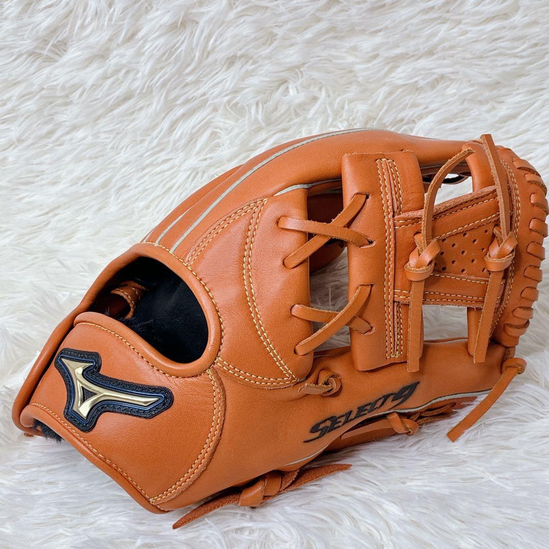 【良品】MIZUNO Select 9 軟式グローブ オレンジ×ブラック 内野手