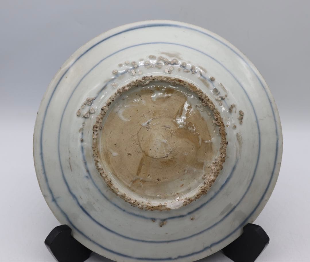 中国　明時代　染付　花鳥紋大皿　アンティーク　送料込み250124