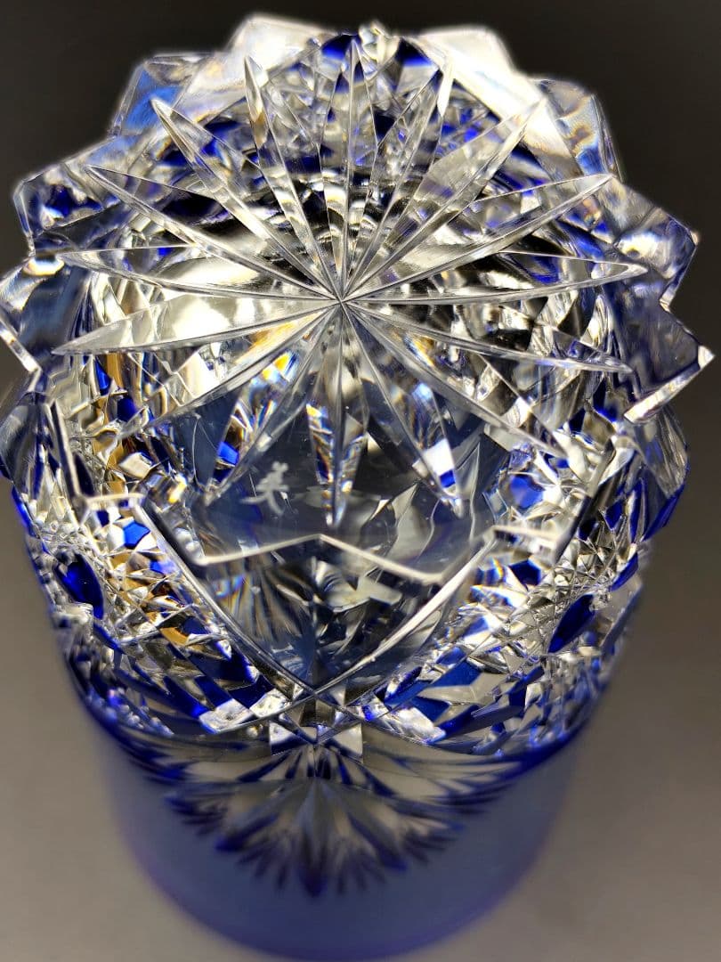 超希少品☆小林英夫 くもの巣切子 江戸切子グラス（切子、江戸切子、薩摩切子）