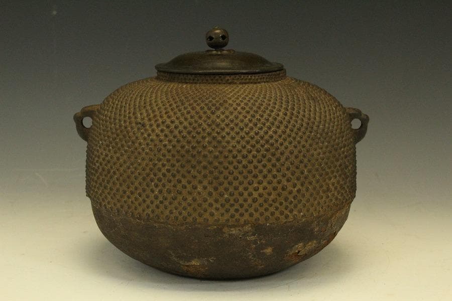 茶道具 霰丸釜 鉄釜 箱入 710