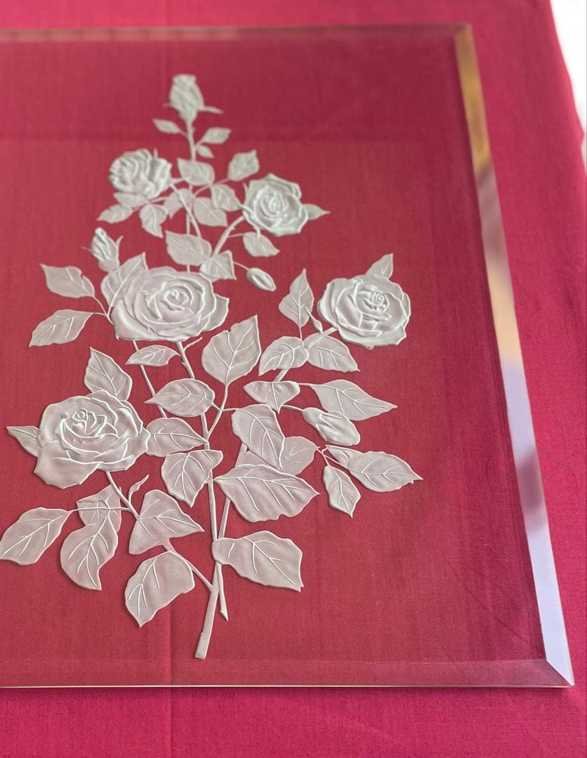 ローズ模様のサンドブラスト作品