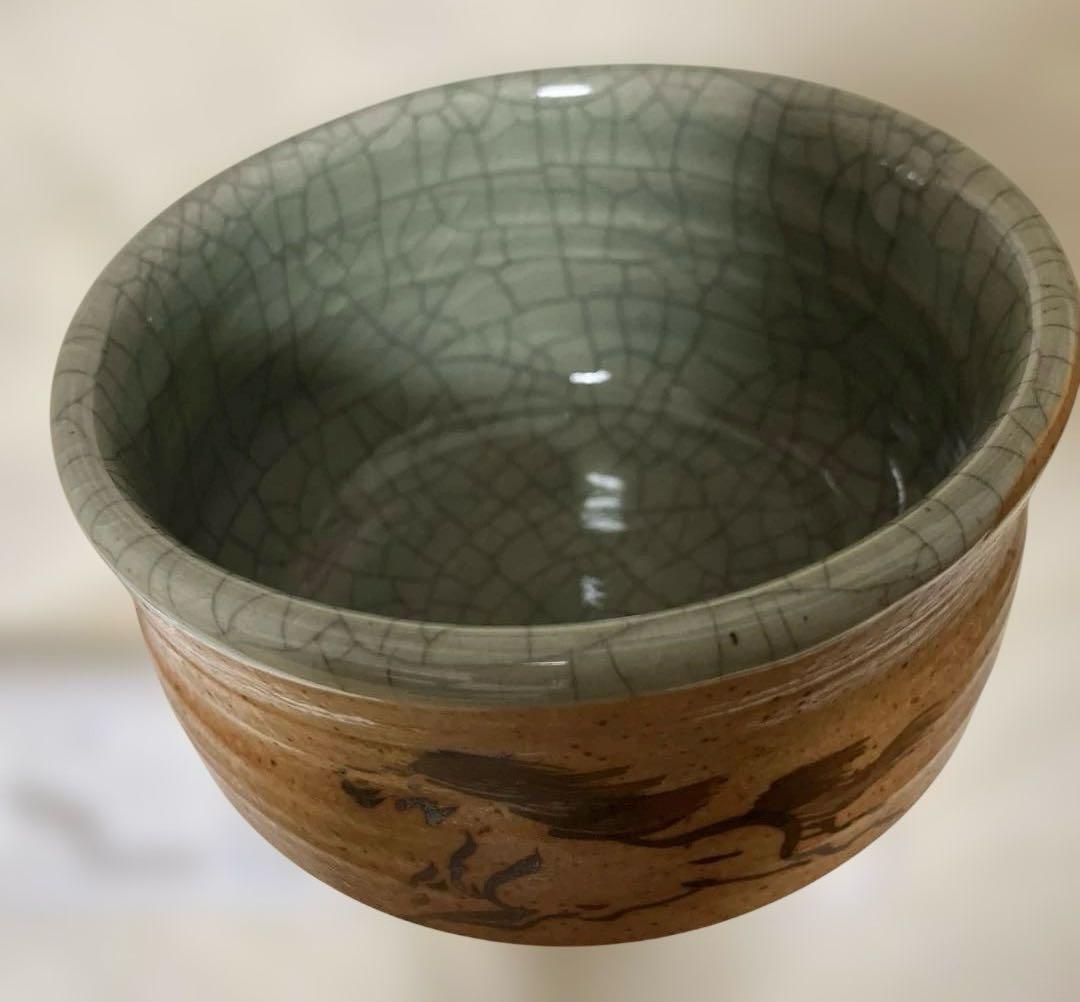【茶道具】大堀相馬焼 茶碗 半勝陶器店 抹茶茶碗 皇室献上窯 未使用 干支の午年