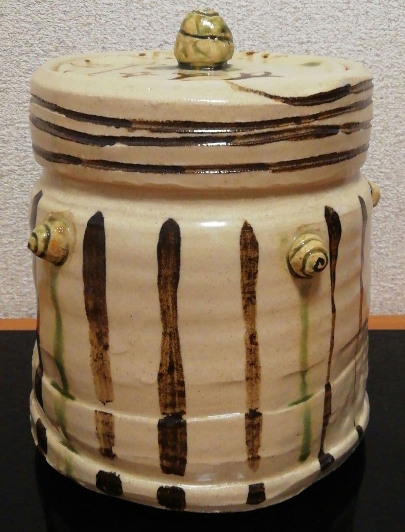 竹村脩作　織部焼　水指　共箱　茶道具