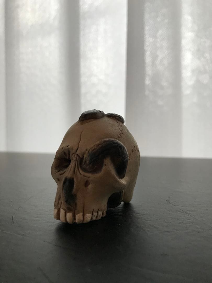 野晒し髑髏 髑髏 ドクロ 陶器 置物 オブジェ 美品 昭和 骨董 コレクター
