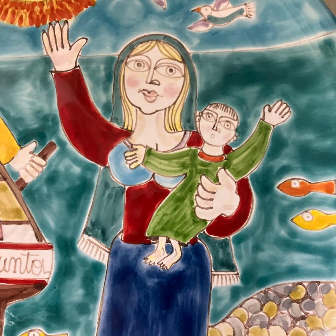 【稀少品】イタリア製 輸入雑貨 シチリア 陶器 絵皿 壁飾り 手描き デシモーネ