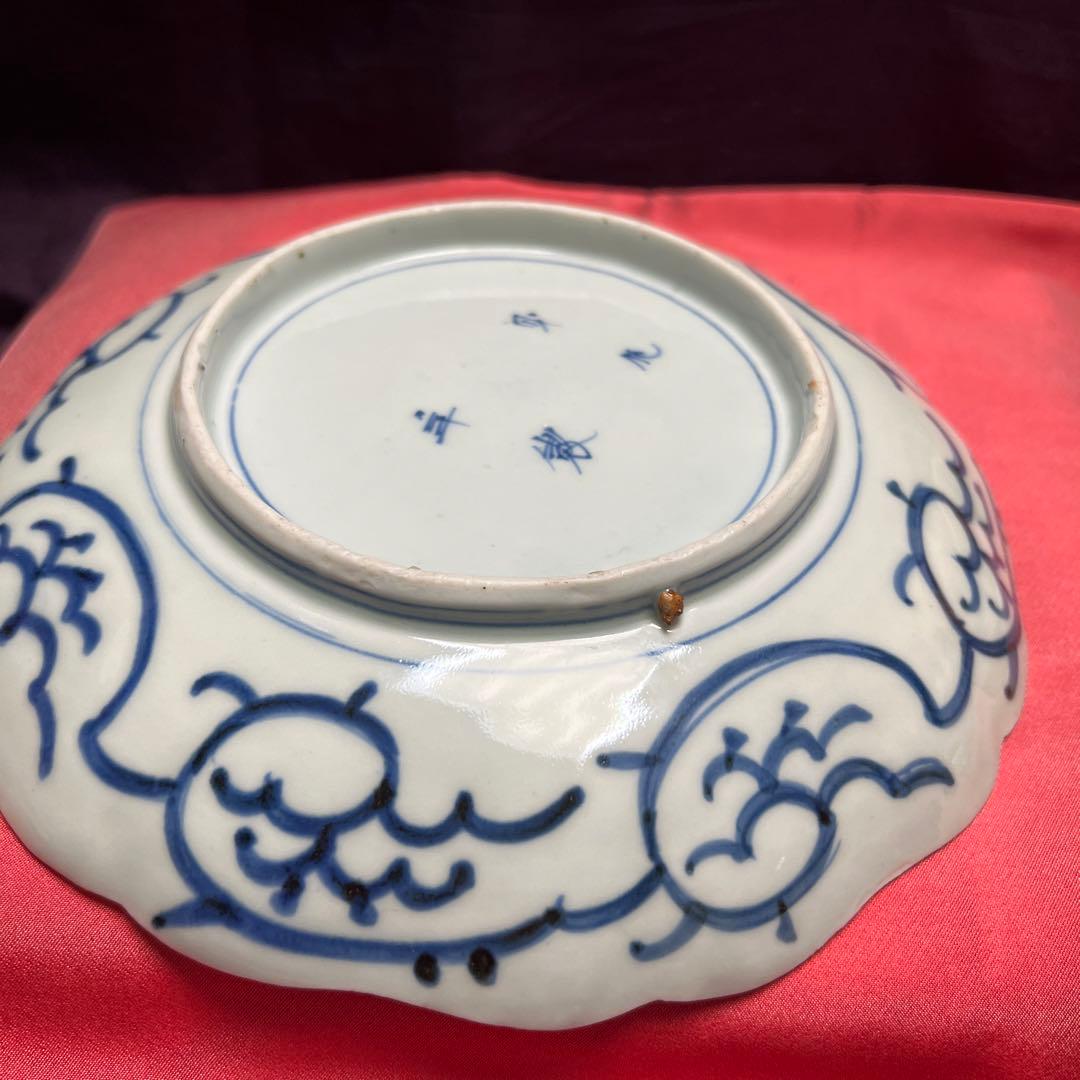 江戸期蛸唐草見込松竹梅輪花皿割れニュー無し古い物です時代多少の使用感あります