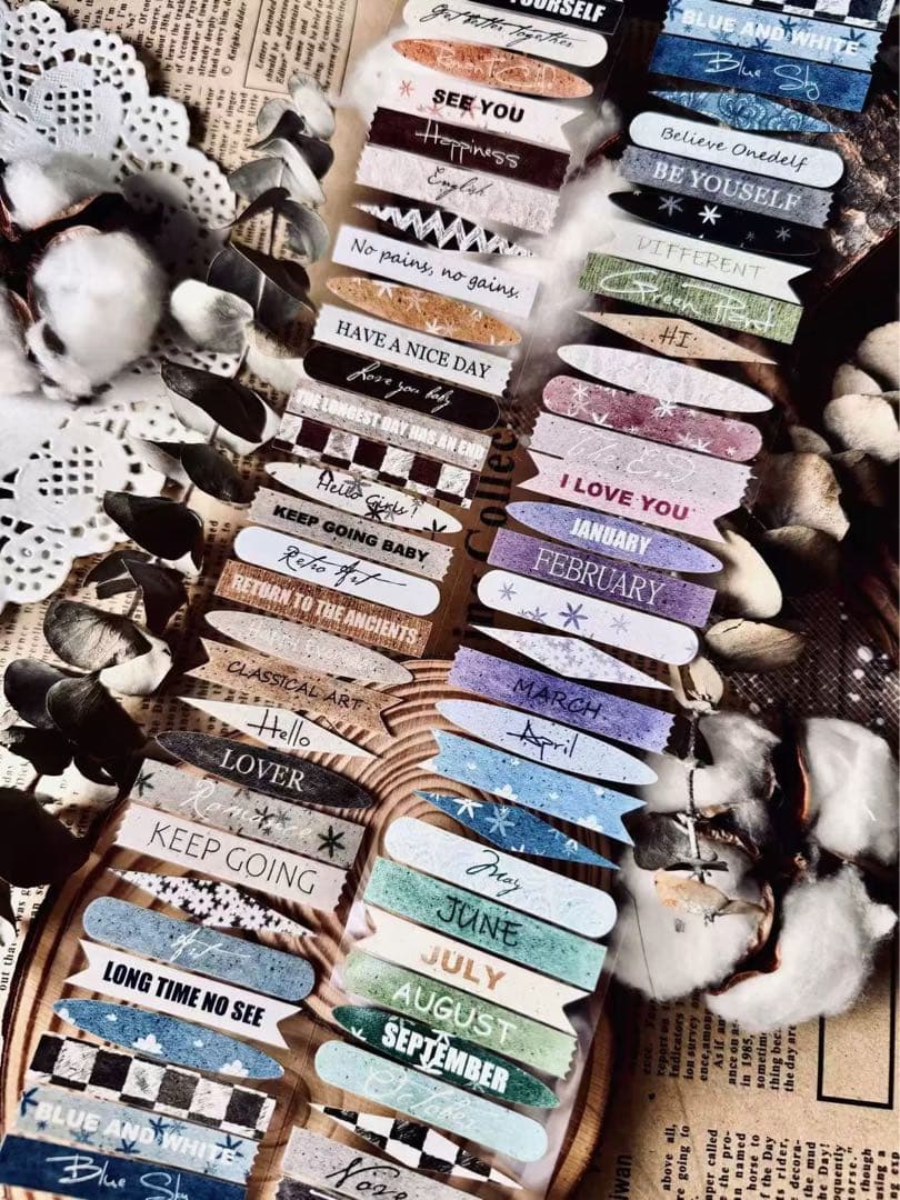 ⭐️SALE⭐️霖蓝汐原创手账《拼贴字条》海外マスキングテープ　マステ 【2243】