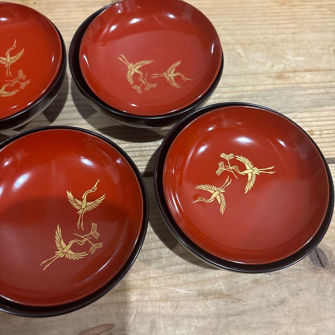 松花堂写 吸物椀 五客 鳳凰蒔絵 松美堂造（大阪 淀屋橋）共箱付き 茶道具