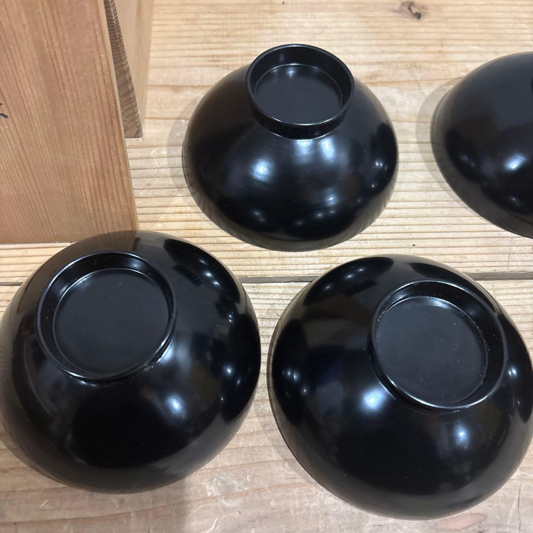 松花堂写 吸物椀 五客 鳳凰蒔絵 松美堂造（大阪 淀屋橋）共箱付き 茶道具