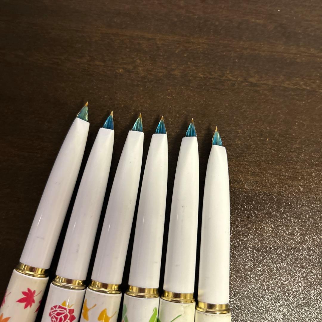 プラチナ万年筆　廃番　白軸　花柄　ショート　万年筆　昭和レトロ　18K 14K