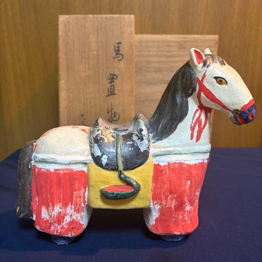 5代目　清水六兵衛　馬　置物　共箱付き　干支　お正月 昭和レトロ 時代物 京焼