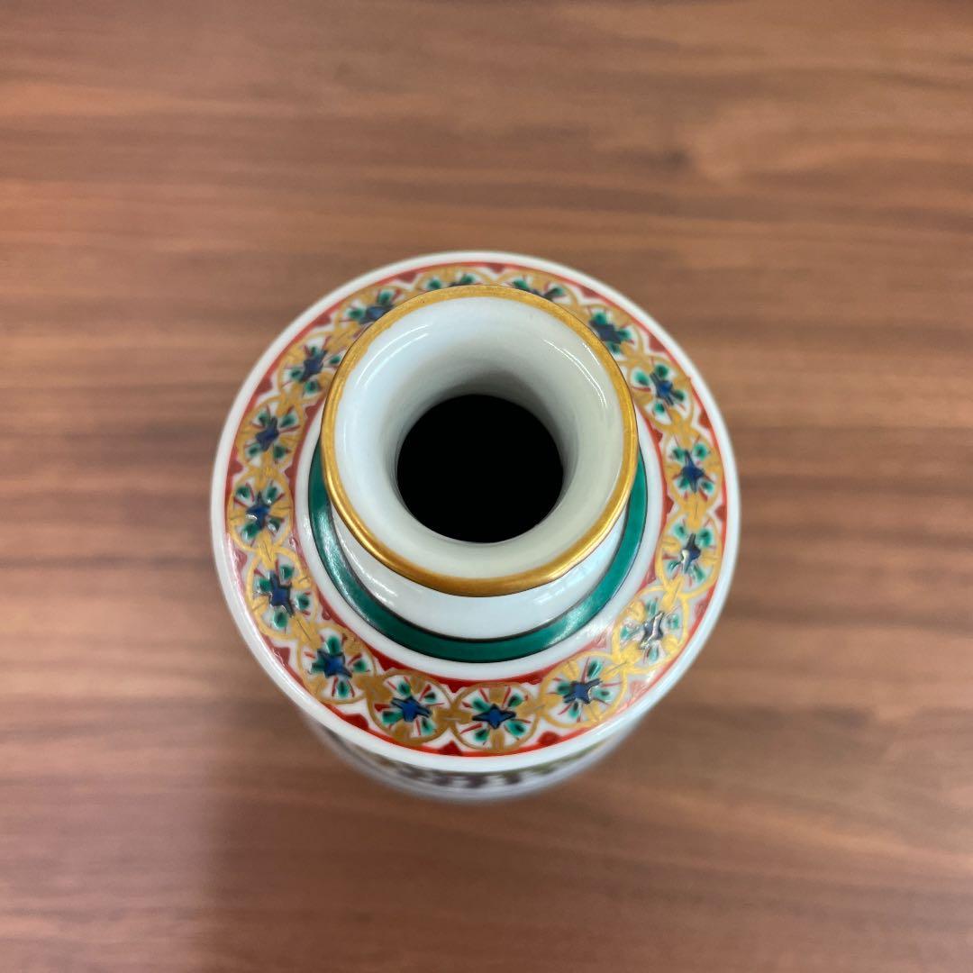 【骨董品】色絵瑞鳥図陶瓶 北出星光作（高さ20cm）