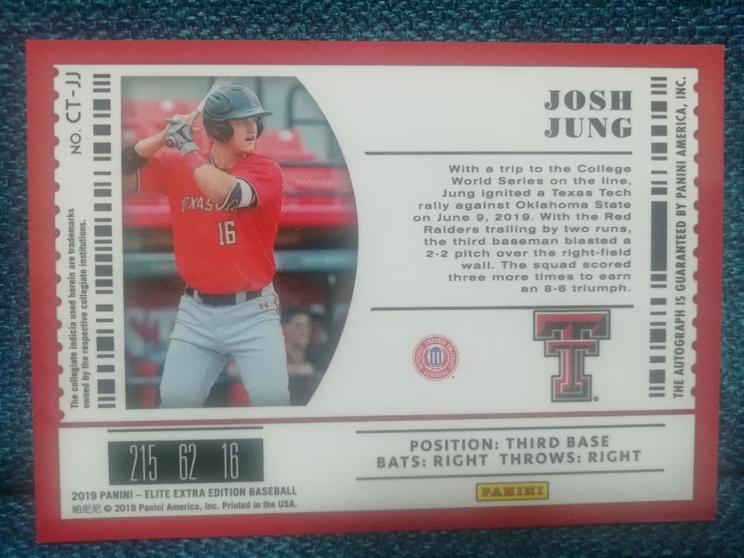スポーツ選手 2019 ELITE EXTRA EDITION josh jung auto