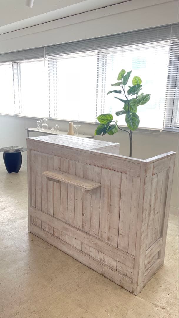 木製店舗什器 レジカウンター　ホワイトシャビー