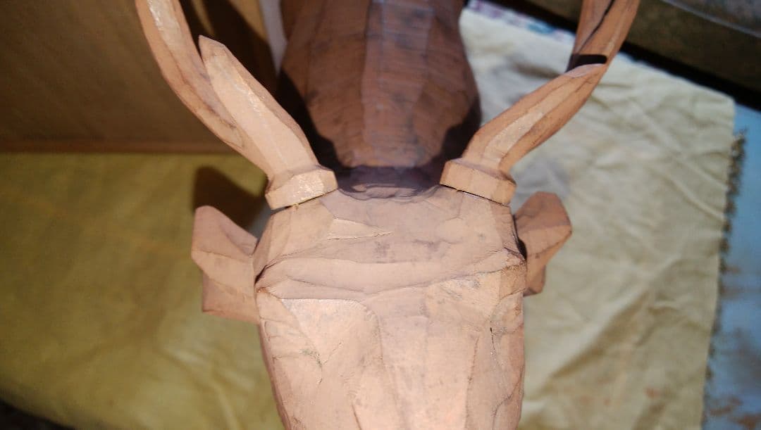 一刀彫　鹿　藤井泰山