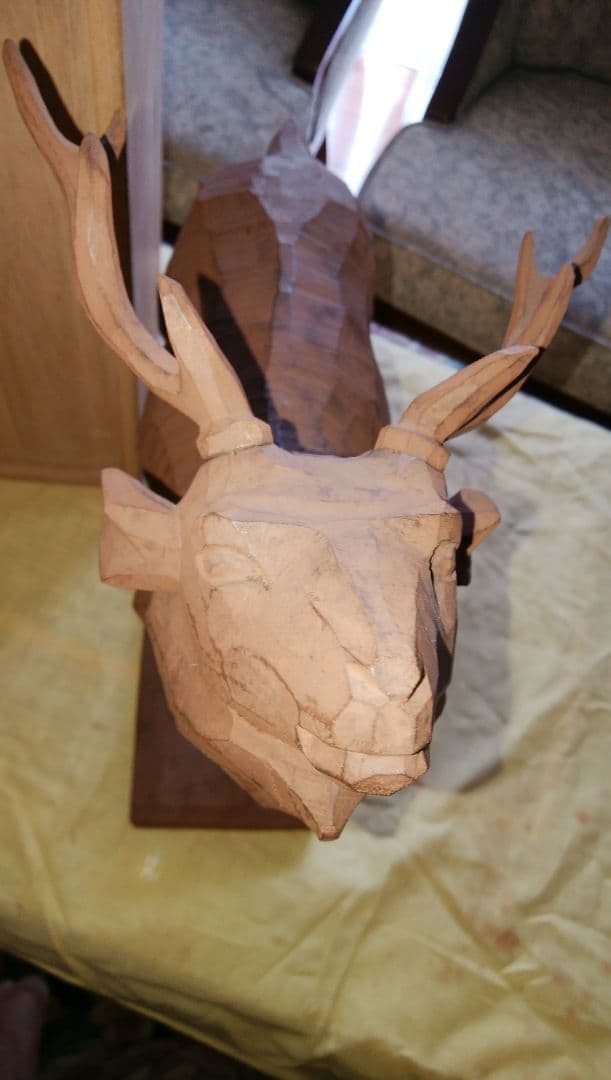 一刀彫　鹿　藤井泰山