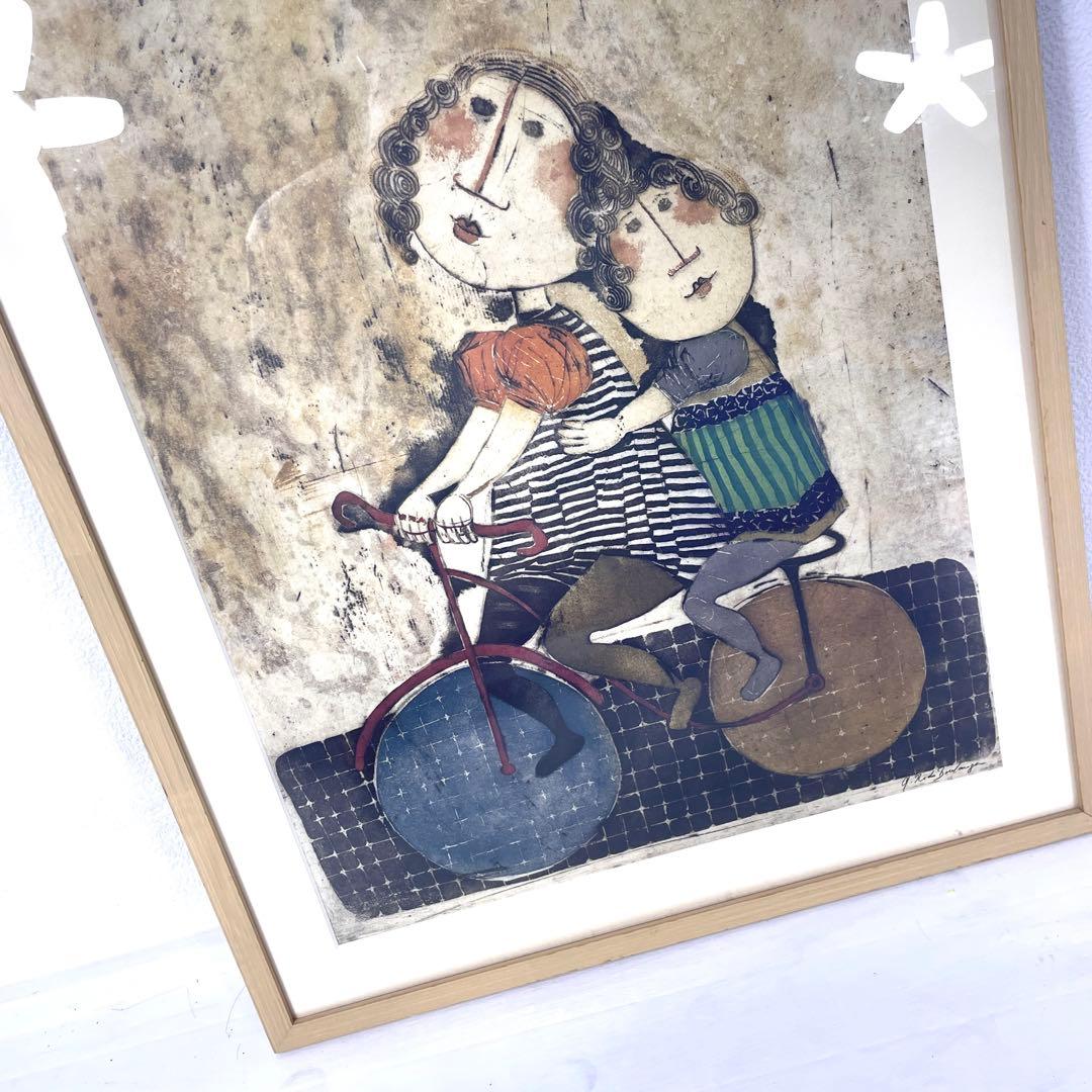 グラシエラ・ロド・ブーランジェ サイン入り 自転車の少女 リトグラフ