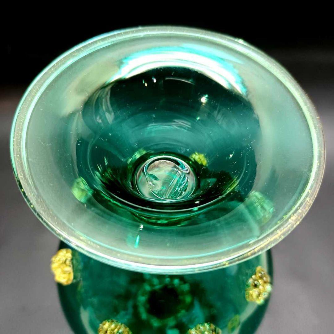 MURANO ムラノ 金彩 双耳 グリーン 花器 オブジェ