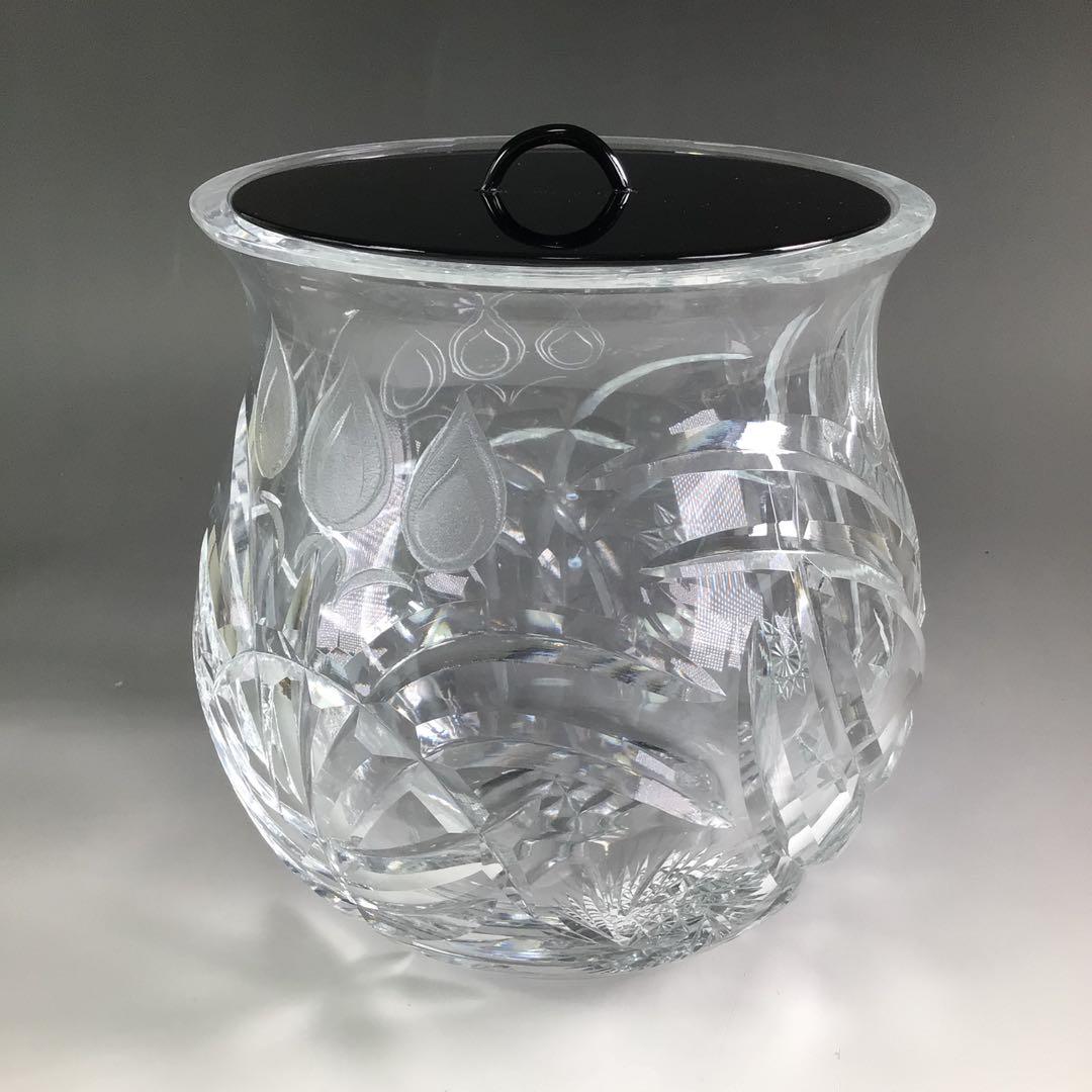 Ｒ８　水指　『山本曠作』『クリスタル硝子』『切子水指』　共箱　茶道具　ガラス工芸