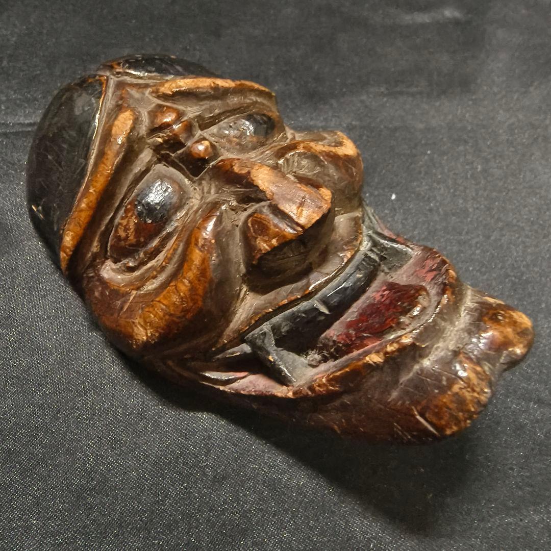タバコ根付 木彫お面 江戸骨董 古美術 アンティーク 博物館クラス 極上珍品