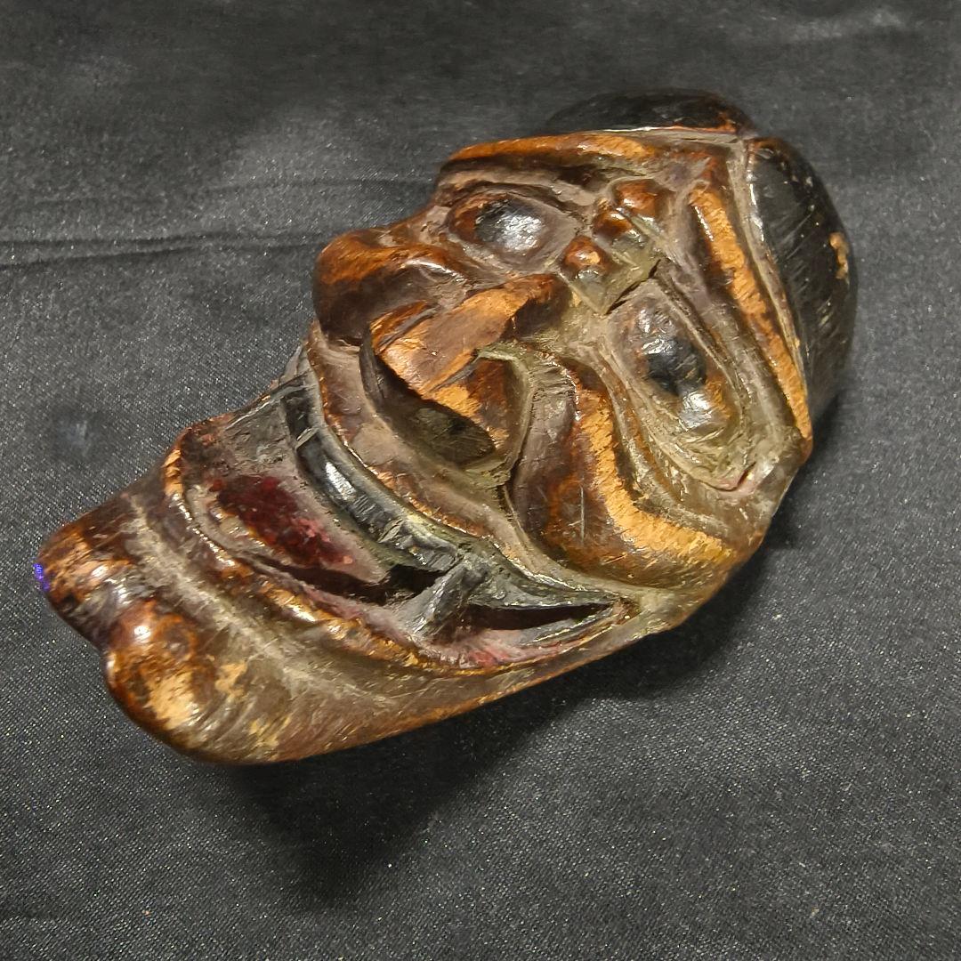 タバコ根付 木彫お面 江戸骨董 古美術 アンティーク 博物館クラス 極上珍品