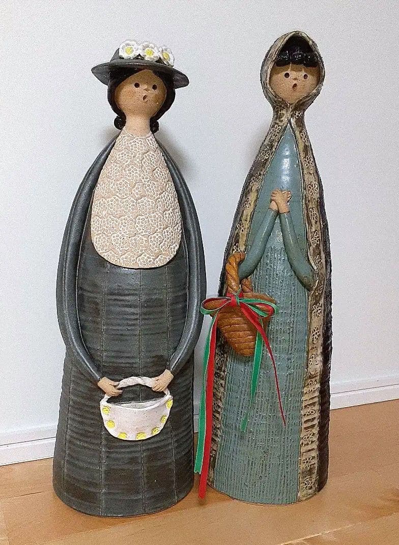ポタリーメルヘン 　陶器製少女　手作り 2体セット
