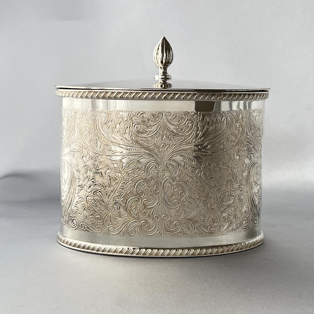 【英国】チェイシングの素晴らしいティーキャディー【シルバープレート】