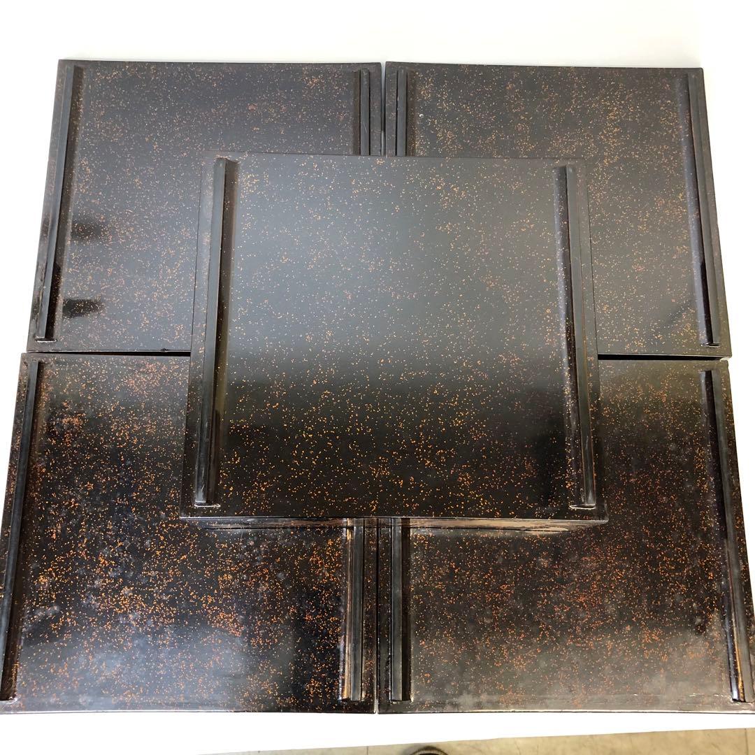 金蒔絵お重　漆器　木製　花鳥図柄　唐獅子図柄　五段重別蓋付き　共箱無