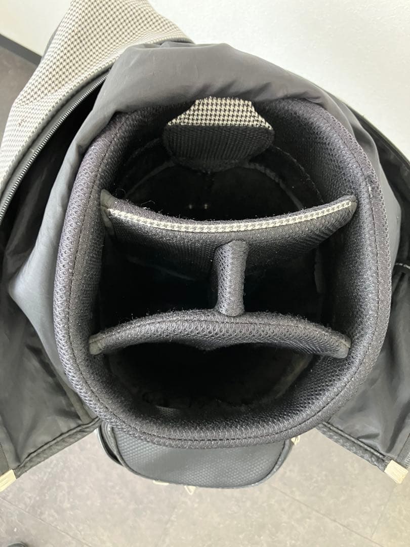 値下！XXIO ダンロップ　キャディバッグ スタンド型　千鳥柄　モノトーン　白黒