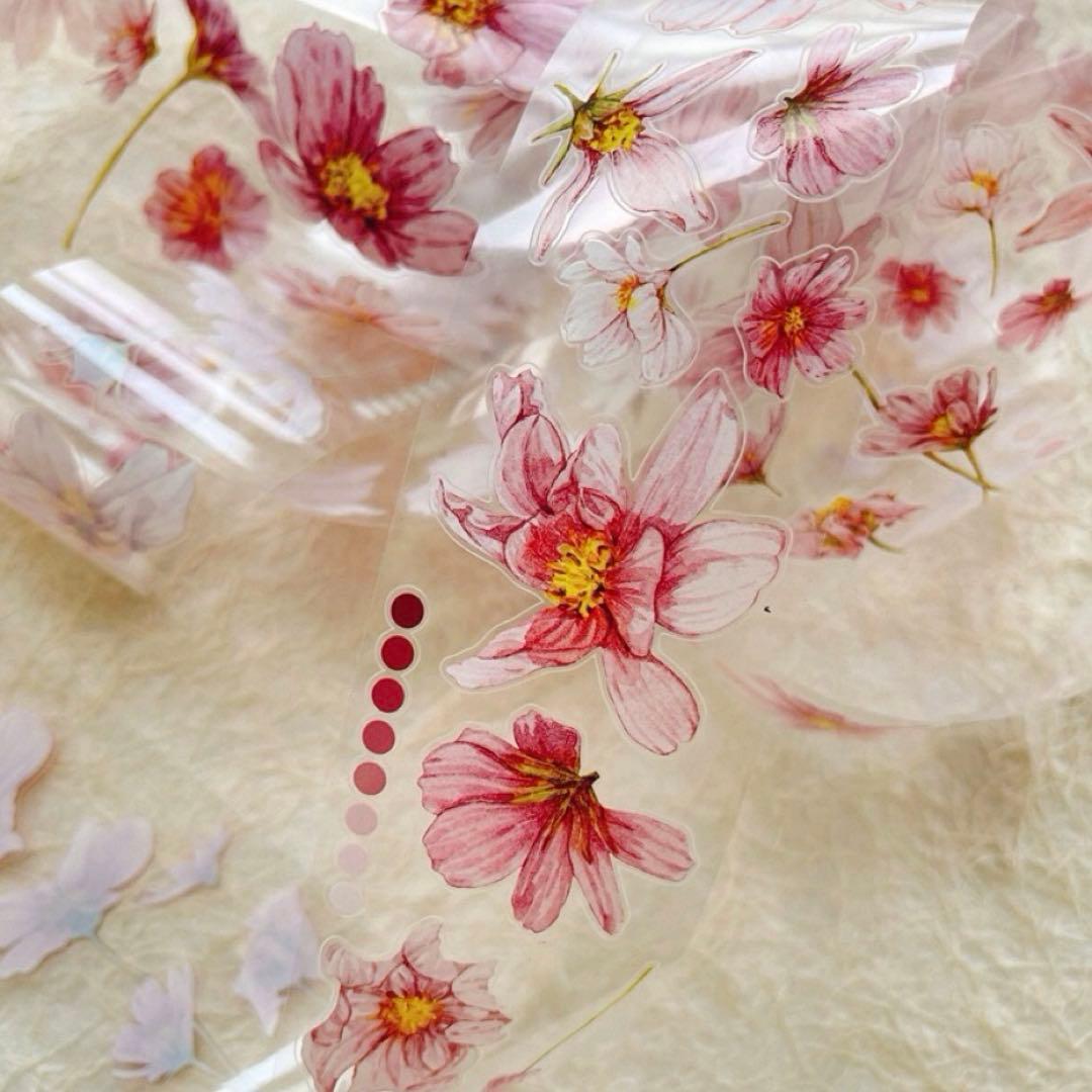 PET 绯桑珞 ダイカット加工 5cm×5m 海外マスキングテープ　花