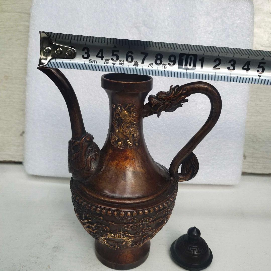 銅器 双龍酒壺 茶壺 家庭 茶道 工芸 置物